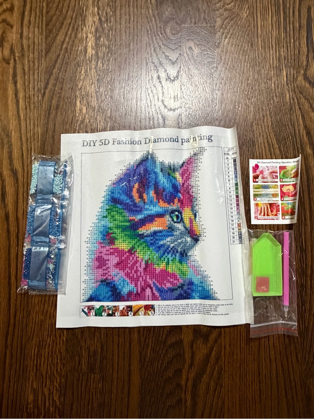 DIY 5D Fashion Diamond Painting Kit - Colorful Cat Design